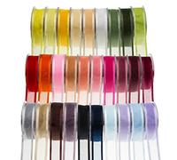 SUPER RIBBONS®™ - Nastro in organza con bordo in raso da 25 mm, 25 metri su bobina-blu scuro