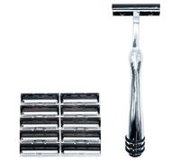 Super Safety Razors All Metal Trac 2 (Trac II) G2, GII, compatibile rasoio e 10 Taconic Shave Gemelle cartucce lame