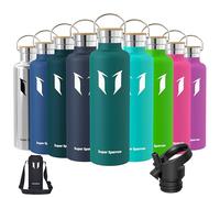 Super Sparrow Borraccia Termica , Bottiglia Termica Senza Perdite -1L - Senza BPA Borracce, per Bambini, Scuola, Sport, Campeggio, Yoga, Palestra, Ciclismo (Verde Scuro)