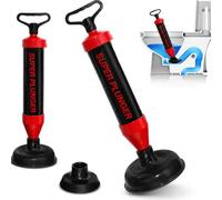 Super stantuffo per WC e lavello con 2 ventose intercambiabili, stantuffo di scarico resistente per WC, lavandino, vasca da bagno e doccia, potente stantuffo manuale con manico ergonomico
