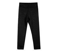 super star Leggings felpati da bambina con glitter - nero