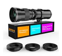 Super teleobiettivo zoom 420-800mm F8.3, obiettivo MF full frame per Canon EF/EF-S, Nikon F, Sony E Mount. Obiettivo entry-level per fauna selvatica, fotografia lunare (include 3 adattatori T-Mount)
