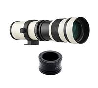 Super Teleobiettivo Zoom per Fotocamere M M2 M3 M5 M6 Mark II M10 M50 M100 M200, Messa a Fuoco Manuale Obiettivo 420-800mm F/8.3-16 con Anello Adattatore T-Mount (WHITE)