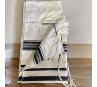 SUPER VENDITA Scialle da preghiera Tallit in lana bianco e nero Kosher Israel...
