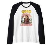 Super Warrior Capybara Samurai Divertente Giapponese Kawaii Animale Maglia con Maniche Raglan