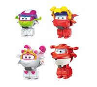 Super Wings 2 inch giocattoli trasformabili confezione da 4, Jett, Curie, Runi e Sara, giocattoli trasformabili aerei mini figure per bambini e bambine di 3, 4, 5, 6, 7 e 8 anni