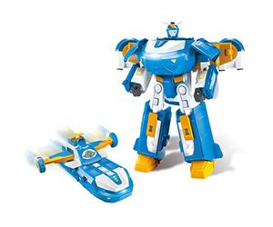Super Wings 3-in-1 World Aircraft Transforming Robot con effetti luminosi e sonori, con un Transform-a-Bot Jett da 2'', giocattoli Transformable per bambini e bambine dai 3 anni in su