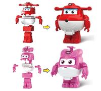 Super Wings Giocattoli Transformable 2 in 1,Giocattoli Transformable Aeroplano e Robotda Costruzione con Jett e Dizzy per Bambini Ragazzi Ragazze 3 4 5 6 7 8 9 10 Anni