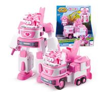 Super Wings Super Wings-EU720314-Transforming Vehicles Jett EU720314-Veicoli Transforming-Dizzy Superwings Salvataggio-Veicolo trasformabile in Robot, EU720314, 18 cm, Colore Rosa, Taglia Unica