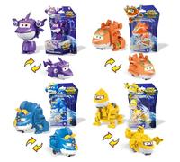 Super Wings Personaggi Trasformabili, Confezione da 4 Pack, 5 cm Sally, Steggo, Trico & Brachy, Giocattoli per Bambini 3+ Anni, Senza Batterie, Plastica ABS Sicura, Action Figures da Collezione