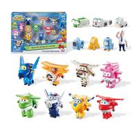 Super Wings, Transform-a-Bots, World Airport Crew, Serie 2, Confezione con 15 Giocattoli, Personaggi da 5 cm