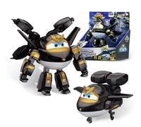 Super Wings Transformable aeroplano Supercharged Dark Golden Boy, altezza circa 11.6 cm, Figura d'azione 2 in 1, aeroplano giocattolo e figura robotica per bambini e bambine a partire da 3 anni