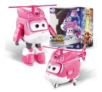 Super Wings Transformable aeroplano Supercharged Dizzy, altezza circa 12,7 cm, Figura d'azione 2 in 1, aeroplano giocattolo e figura robotica per bambini e bambine a partire da 3 anni