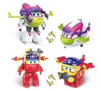 Super Wings transformable toys 2PCS Curie & Runi, 2 in 1 figure d'azione, giocattoli robot 12,7 cm di altezza, giocattoli aeronautici trasformabili per bambini e bambine di età superiore ai 3 anni