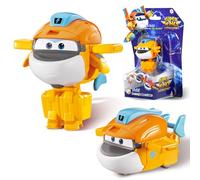 Super Wings Transforming aeroplano Supercharged Taki, altezza circa 5,08 cm/2 in, Figura d'azione 2 in 1, aeroplano giocattolo e figura robotica per bambini e bambine a partire da 3 anni