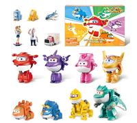 Super Wings Transforming - Giocattoli per bambini, 14 pezzi, giocattolo da 2 pollici, con giocattolo robot, 4 pezzi, con scatola regalo Pokeable Surprise, per ragazzi e ragazze dai 3 anni in su