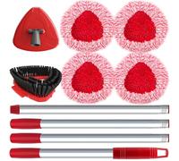 SuperAbound 4 Pezzi Teste di Mop a Strappo per Vileda Turbo, Ricarica in Chenille con 1 Spazzola a Setole Piene Aggiornata, 1 Manico e 1 Base - per Pavimenti, Auto, Camper