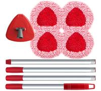 SuperAbound 4 Pezzi Testine di Ricambio per Vileda Turbo Mop a Spina , Ricarica Mop in Chenille con Manico Regolabile 76-148 cm e 1 Base - Pulizia Multisuperficie per Pavimenti, Auto e Camper