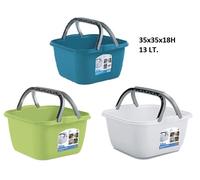 Superbacinella Idra In Plastica Quadrata Con Manici Colore Assortiti 35x35x18h 1