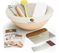 Superbaking Banneton Bread Proofing Basket, Sourdough Bread Baking Supplies, Round 9 Inch Sourdough Starter Kit, Proofing Basket for Bread Baking, Bread Making Supplies Tools, Banneton Basket Gift Set