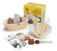 Superbaking Sourdough Proofing Basket Gift Set, Round 9" & Oval 10" Banneton, Sourdough Starter Kit, Sourdough Banneton Basket, Banneton Bread Proofing Basket Set of 2, Sourdough Bread Baking Supplies
