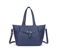 Superbia Borsa tote in morbida pelle vegana di medie dimensioni, design con nodo frontale, 3 scomparti, borsa da lavoro, Blu, Medium