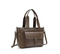 Superbia Borsa tote in pelle vegana, motivo struzzo, 3 scomparti con cerniera, design con tasca frontale, tasche posteriori con cerniera di sicurezza, tasche divisori interne, Caff, Medium