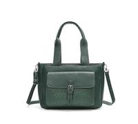 Superbia Borsa tote in pelle vegana, motivo struzzo, 3 scomparti con cerniera, design con tasca frontale, tasche posteriori con cerniera di sicurezza, tasche divisori interne, Verde, Medium