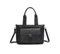 Superbia Borsa tote in pelle vegana, motivo struzzo, 3 scomparti con cerniera, design con tasca frontale, tasche posteriori con cerniera di sicurezza, tasche divisori interne, Nero , Medium