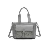 Superbia Borsa tote in pelle vegana, motivo struzzo, 3 scomparti con cerniera, design con tasca frontale, tasche posteriori con cerniera di sicurezza, tasche divisori interne, Grigio, Medium