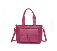 Superbia Borsa tote in pelle vegana, motivo struzzo, 3 scomparti con cerniera, design con tasca frontale, tasche posteriori con cerniera di sicurezza, tasche divisori interne, rosa, Medium