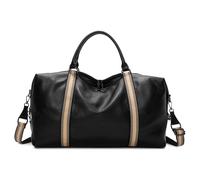 Superbia Morbido cuoio dell'unità di elaborazione, borsa di fine settimana di medie dimensioni, cinghia di tela, multi tasca organizzatore borsa, borsa da viaggio, Nero , M, Borsa Weekend