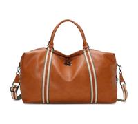 Superbia Morbido cuoio dell'unità di elaborazione, borsa di fine settimana di medie dimensioni, cinghia di tela, multi tasca organizzatore borsa, borsa da viaggio, Marrone chiaro, M, Borsa Weekend