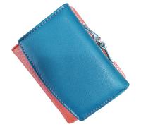 Superbia Portafoglio da donna in pelle PU, multicolore, 6 scomparti per carte, chiusura bi-fold con scatola regalo, Verde acqua arancione, S, Casual
