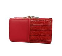 Superbia Portafoglio in morbida pelle PU, motivo a contrasto in coccodrillo e PU, slot per carte, apertura con fibbia, portamonete, note, confezione regalo inclusa, Rosso, S, Casual