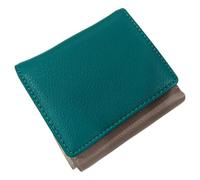 Superbia Portafoglio piccolo in pelle PU, multicolore, con 8 scomparti, chiusura a bottone, 10 x 10 x 2,5 cm, Verde acqua tortora, Moderno