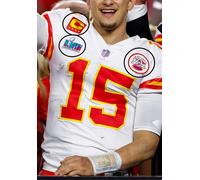 Superbowl 57 MVP Patrick Mahomes Qb 4- ⭐ -star Rosso Captain Oro C + a-Patch+