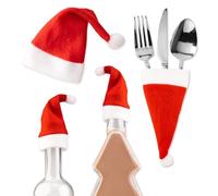 SUPERBUTELKI.PL Set di 5 mini cappelli natalizi - cappello da bottiglia decorazione natalizia - divertenti cappelli di Babbo Natale per bottiglie, bicchieri e decorazioni da tavolo