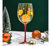 Supercap - Bicchiere da vino dipinto a mano con albero di Natale a tema, bicchieri da champagne da 450 ml, bicchieri con stelo per feste, matrimoni, appuntamenti notturni (Christmas Decor Ball, 1pcs)