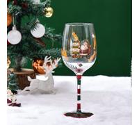 Supercap - Bicchiere da vino dipinto a mano con albero di Natale a tema, bicchieri da champagne da 450 ml, bicchieri con stelo per feste, matrimoni, appuntamenti notturni (Christmas A, 1pcs)