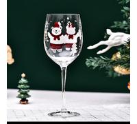 Supercap - Bicchiere da vino dipinto a mano con albero di Natale a tema, bicchieri da champagne da 450 ml, bicchieri con stelo per feste, matrimoni, appuntamenti notturni (bear, 1pcs)