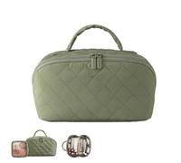 Supercap - Borsa per trucchi da viaggio di grande capacità, borsa portatile per cosmetici da donna, borsa impermeabile aperta e piatta per accessori da toeletta con scomparti (green)