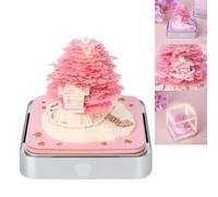 Supercap Calendario da scrivania 3D 2026, blocchi per appunti creativi, intaglio di carta fai da te, decorazione artistica da scrivania, scultura con luci a LED (pink tree house, with lights)