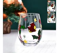 Supercap - Calici da vino a tema calze di Natale, bicchieri da acqua in cristallo senza stelo, dipinti a mano per feste, matrimoni, appuntamenti notturni, feste di Capodanno (Christmas socks, 2pcs)
