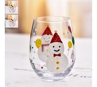 Supercap - Calici da vino a tema calze di Natale, bicchieri da acqua in cristallo senza stelo, dipinti a mano per feste, matrimoni, appuntamenti notturni, feste di Capodanno (Snowmen, 2pcs)
