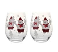 Supercap - Calici da vino a tema calze di Natale, bicchieri da acqua in cristallo senza stelo, dipinti a mano per feste, matrimoni, appuntamenti notturni, feste di Capodanno (Santa Claus, 2pcs)