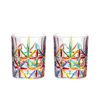 Supercap - Dipinti a mano Bicchieri da bere, 14 una volta Acqua Colorata, Whisky, Cocktial, Bicchieri da vino Set di 2, Drinkware Old Fashioned, Rock Tumbler Glassware (colorato A 10 oz, 2pcs)