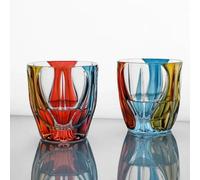 Supercap - Dipinti a mano Bicchieri da bere, 14 una volta Acqua Colorata, Whisky, Cocktial, Bicchieri da vino Set di 2, Drinkware Old Fashioned, Rock Tumbler Glassware (colorato A, 2pcs)