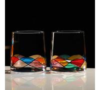 Supercap - Dipinti a mano Bicchieri da bere, 14 una volta Acqua Colorata, Whisky, Cocktial, Bicchieri da vino Set di 2, Drinkware Old Fashioned, Rock Tumbler Glassware (colorato 10 oz, 2pcs)