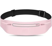 Supercap Marsupio da corsa, ultra sottile e leggero, regolabile, elastico, invisibile, con riflettente, per allenarsi, impermeabile, per uomo e donna, rosa